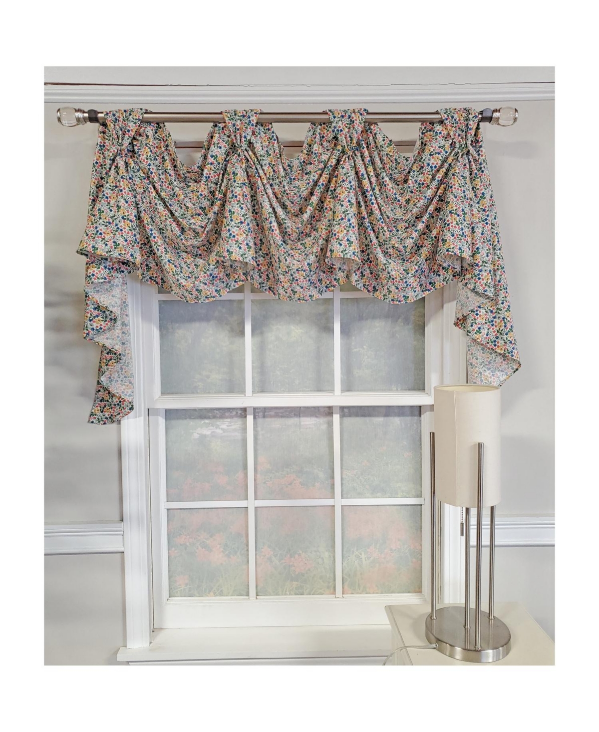 Rlf Home 3" Rod Pocket High Quality Fabric Petite Flower 3-s Victory Swag for Windows 54" x 15" Multi