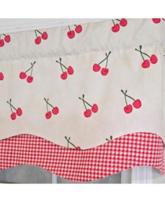 100% Cotton Cherry Dance Glory  Fully lined Windows Rod Pocket Valance 50" x 16"  Red