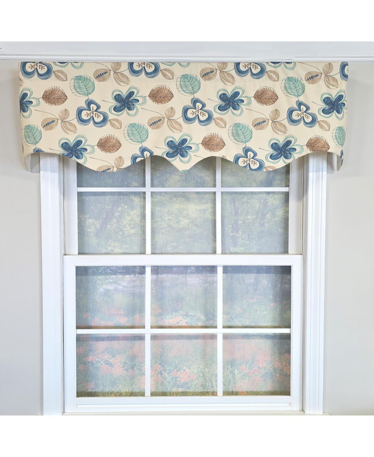Rlf Home 100% Cotton Jolly Regal Fully lined Windows Rod Pocket Valance 50" x 17" Cream