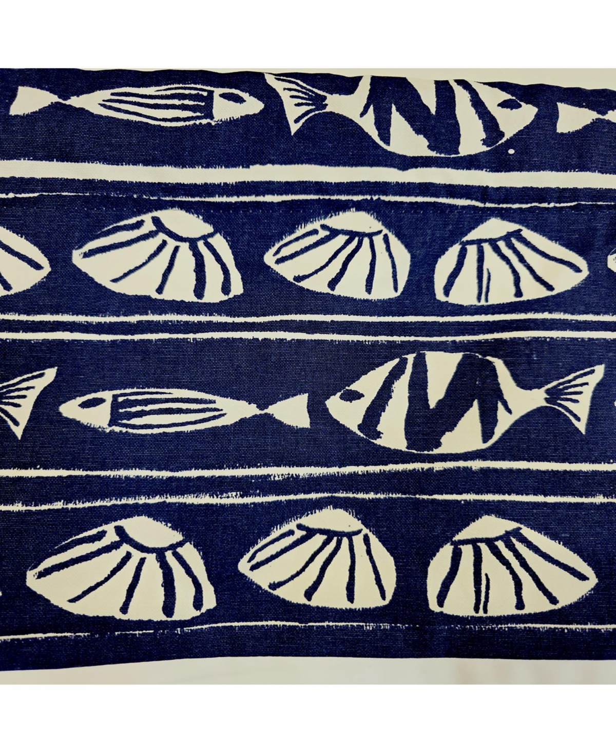 Rlf Home She Shells Banded Valance Collection - 100% Cotton with Ivory Lining 50" x 16" Navy