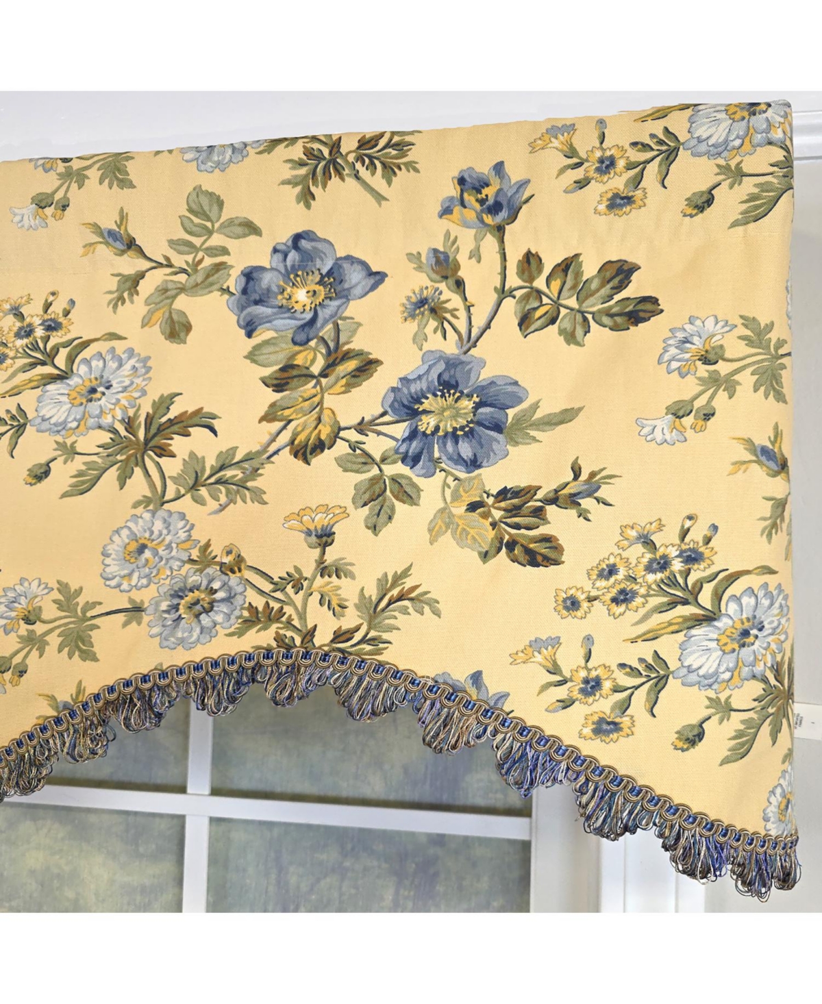 Rlf Home 100% Cotton Sunrise Cornice Fully lined Windows Rod Pocket Valance 50" x 17" Yellow
