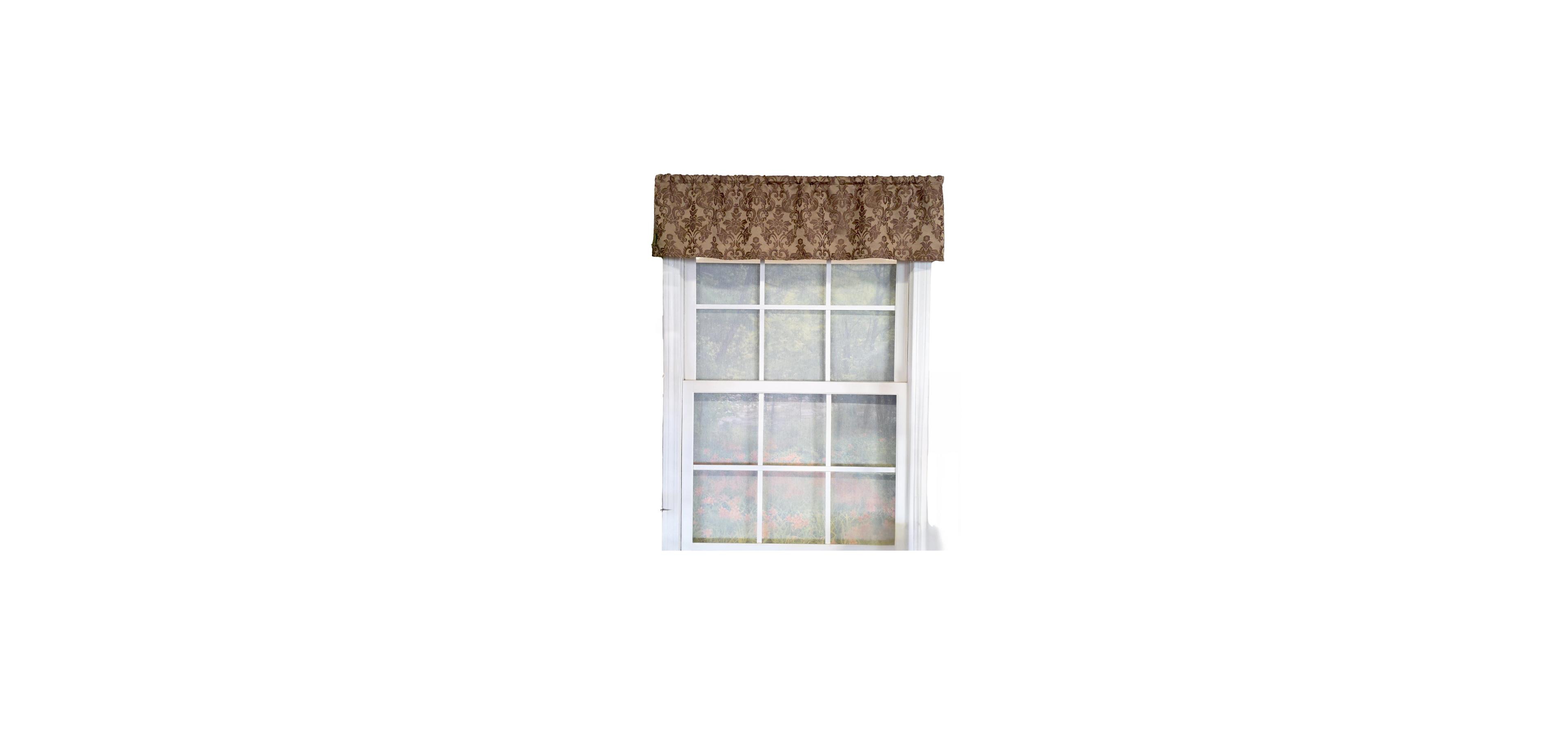 Rlf Home 100% Cotton Marruecos Tailored Unlined Windows Rod Pocket Valance 51" x 12" Brown