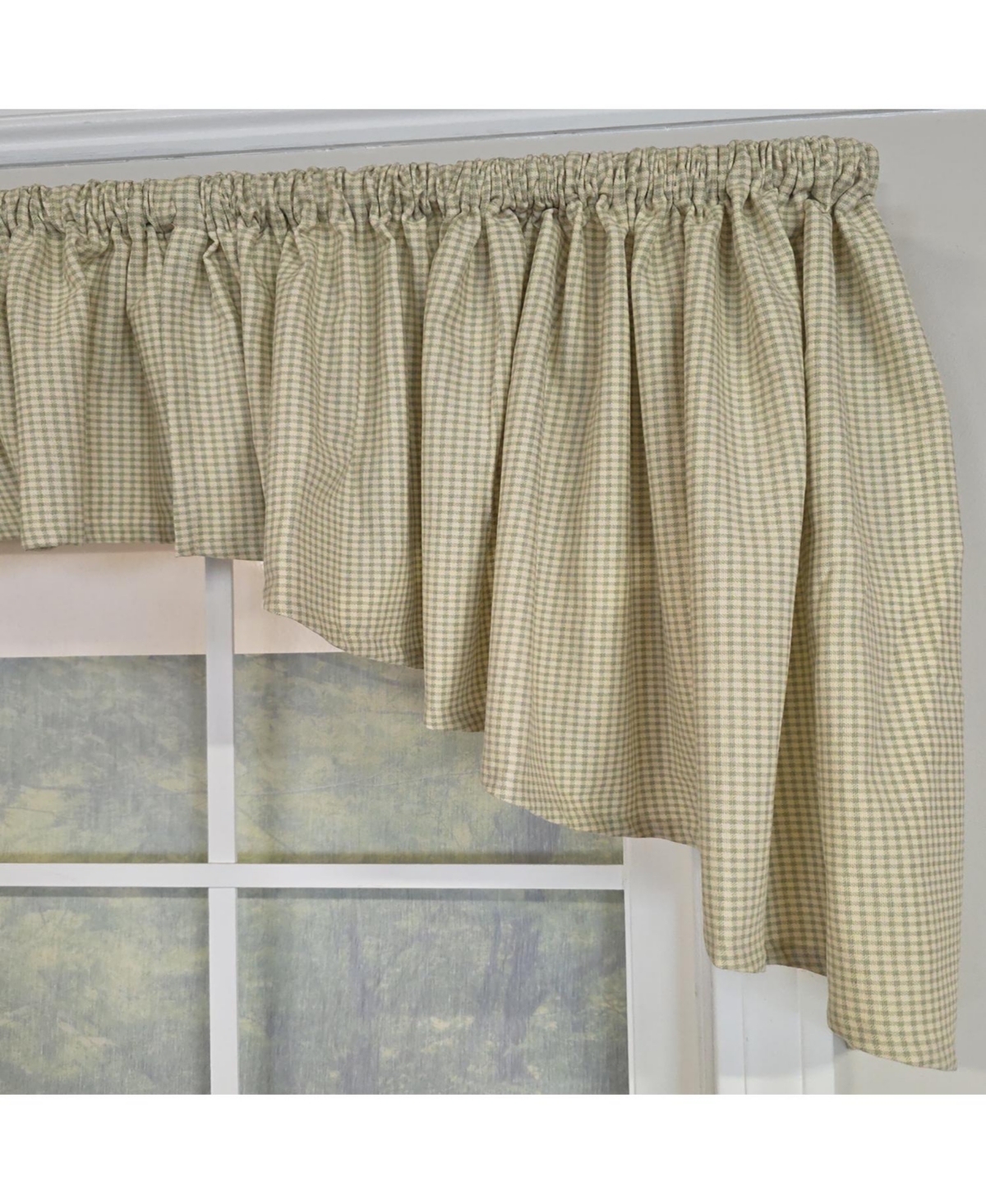 Rlf Home 100% Cotton 3-pc Crosswell Center/Jabot set Fully lined Rod Pocket Valance 75" x 23" Sage