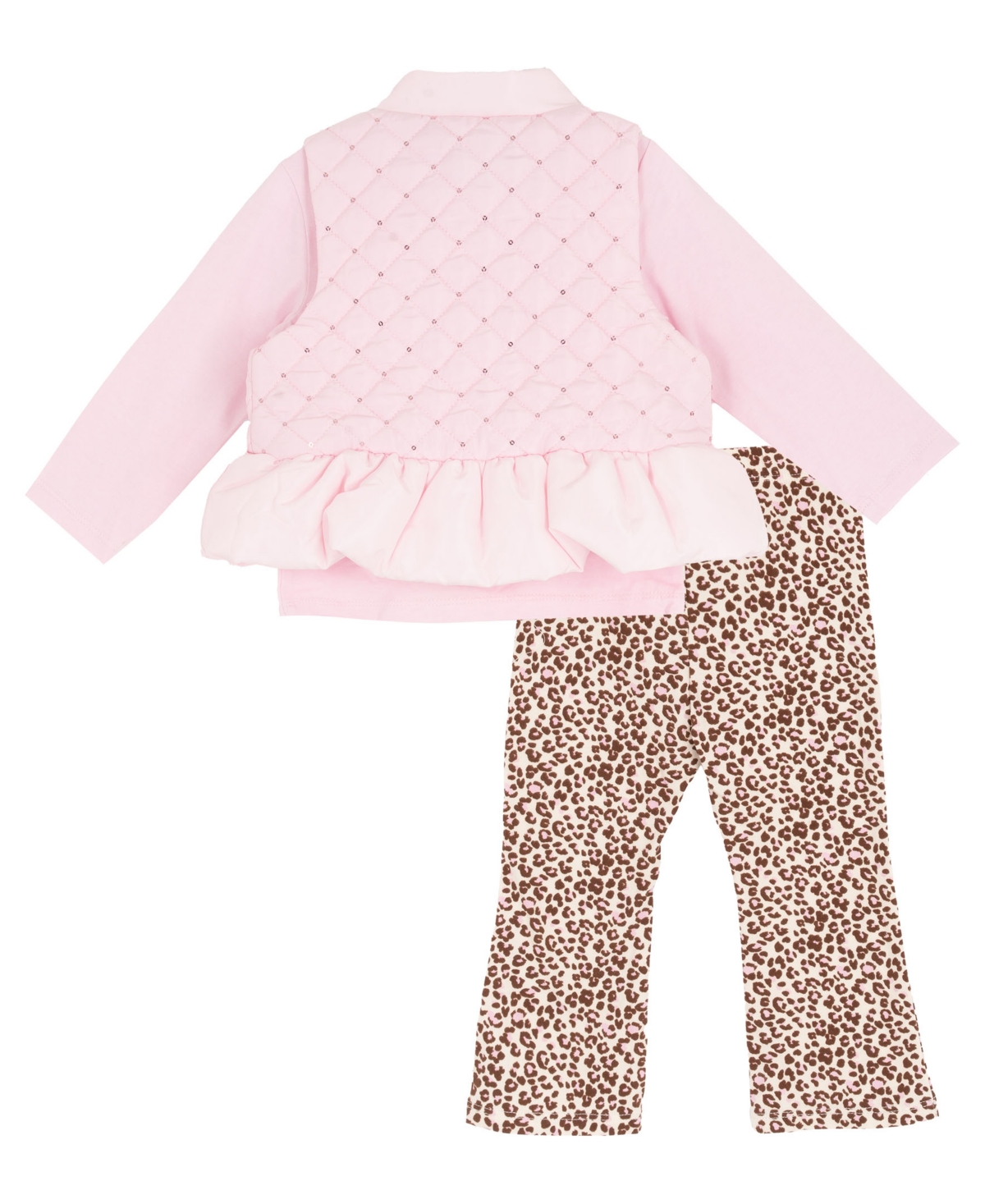 Rare Editions Baby Girls 3-Piece Pink Puffer Vest, Top and Leggings Set