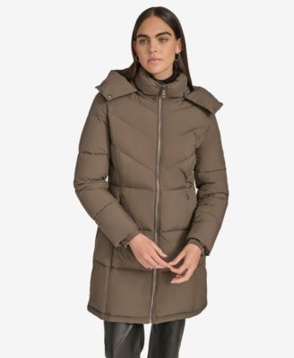 Calvin Klein - Women's Hooded Stand Collar Puffer Coat