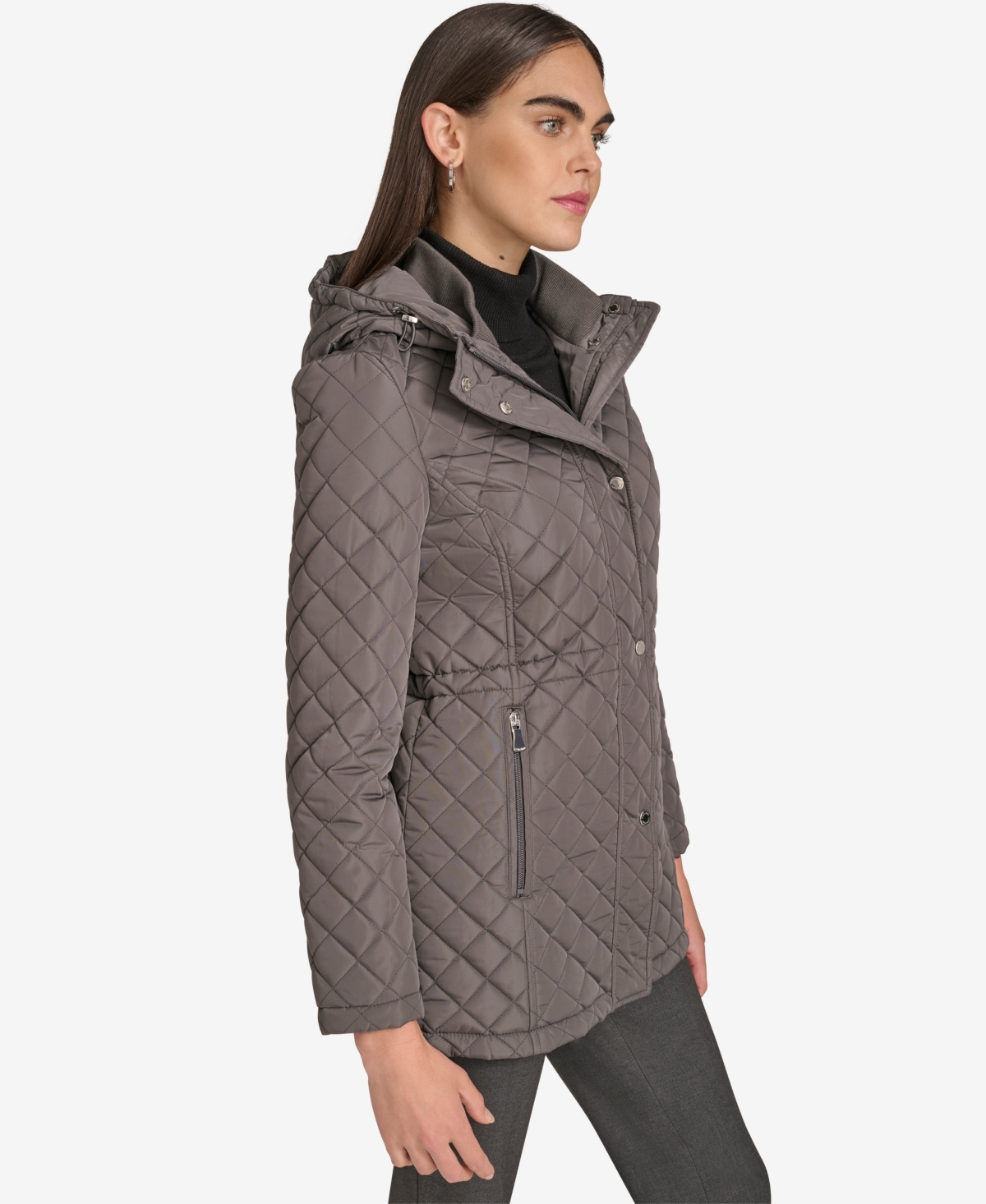 Calvin Klein Women's Anorak Quilted Jacket In Gray