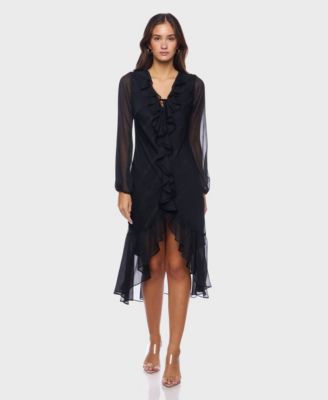 B Darlin - Women's V-Neck Ruffle Detail Dress