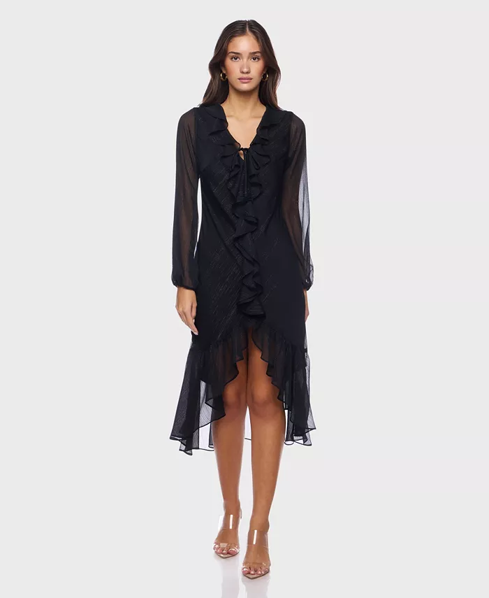 Juniors' V-Neck Ruffle Detail Dress