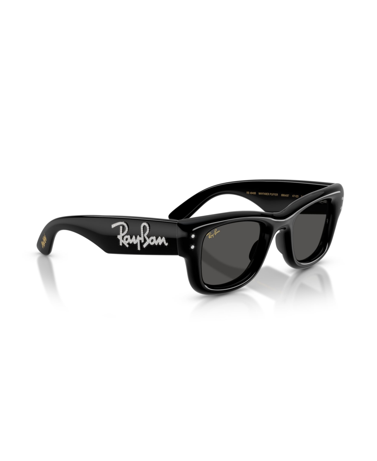 Ray Ban Unisex Wayfarer Puffer Crystal Sunglasses, Rb4940b In Black