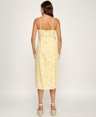 Juniors' Sleeveless Ric Rac Bust Slim Midi Dress