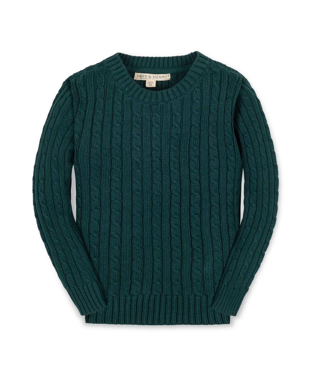 Hope & Henry Boys Organic Cable Crewneck Pullover Sweater