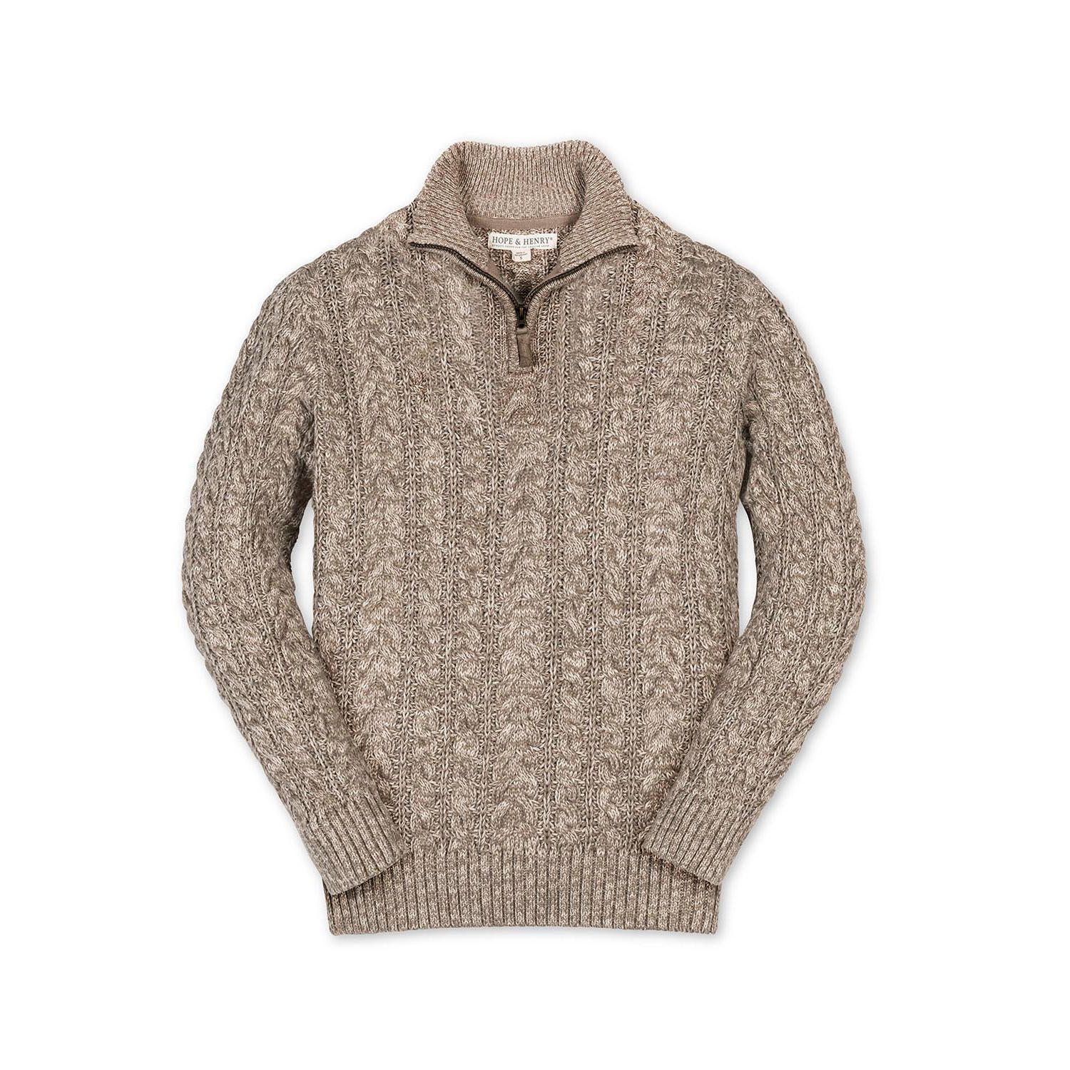 Hope and Henry Little and Big Boys' Organic Long Sleeve Half Zip Cable Pullover Sweater