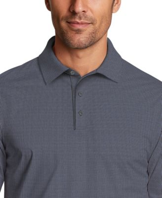 Men's Houndstooth Pattern Long-Sleeve Golf Polo Shirt