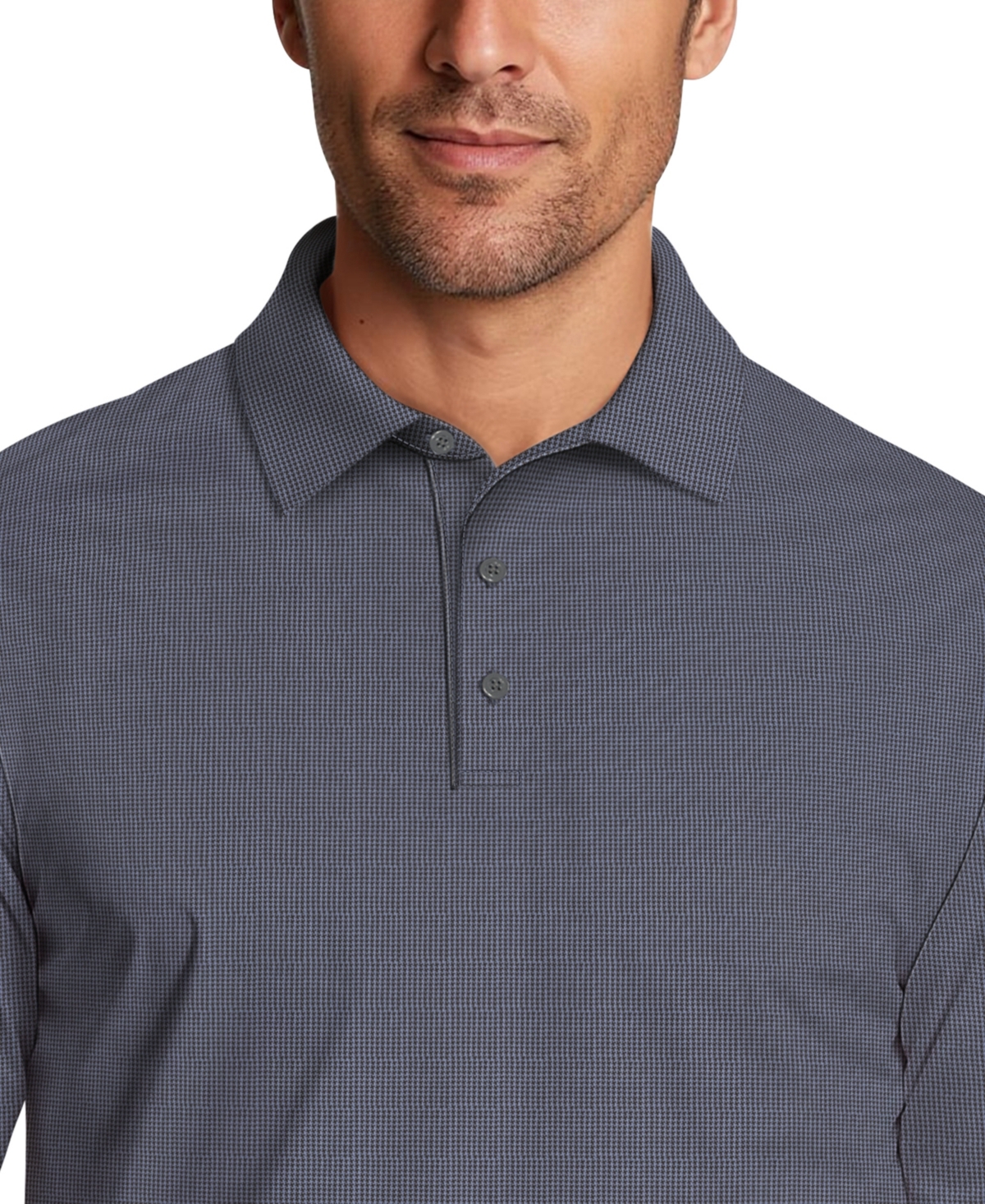 Pga Tour Men's Houndstooth Pattern Long-Sleeve Golf Polo Shirt