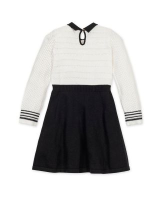 Little and Big Girls' Organic Peter Pan Collar Sweater Dress with Bow