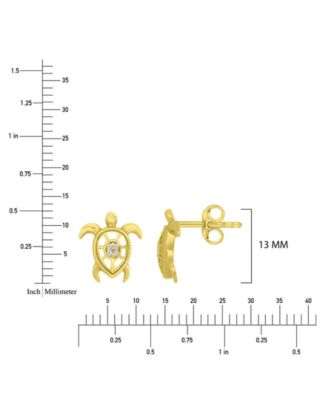 Diamond Accent Sea Turtle Stud Earrings