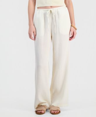 Juniors' Cotton Gauze Drawstring Beach Pants