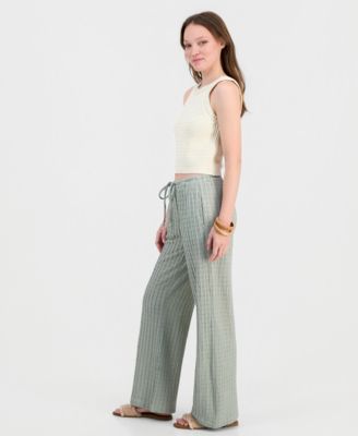 Juniors' Textured Drawstring Beach Pants