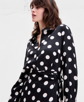 Women's Long-Sleeve Side-Ruched Shirtdress