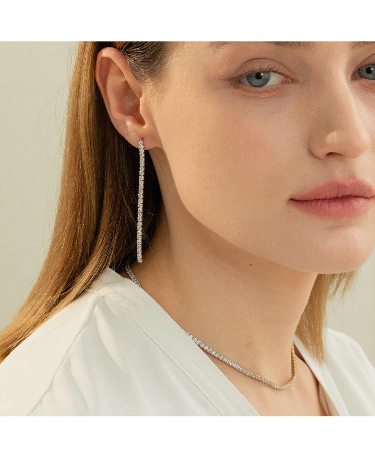 Sterling Silver 18k Gold Plated Cherie Drop Tennis Earrings