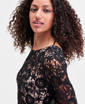 Women's Lace Scoop-Back Flounce-Hem Dress
