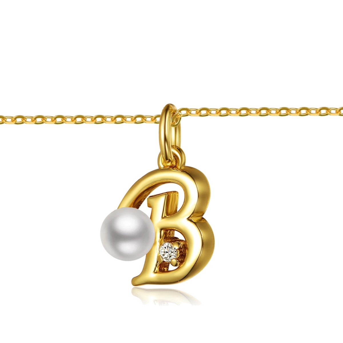 GiGiGirl Kids/Teens Personalized 14K Gold Plated Initial Pearl Pendant Necklace