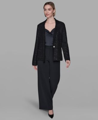 Women's Sequined Knit Front Button Jacket