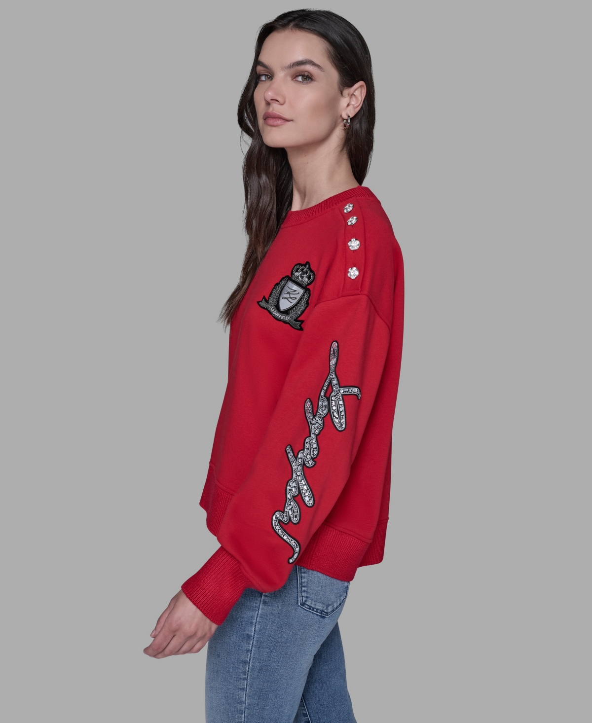 Karl Lagerfeld Paris Women's Crown Patch Sweatshirt