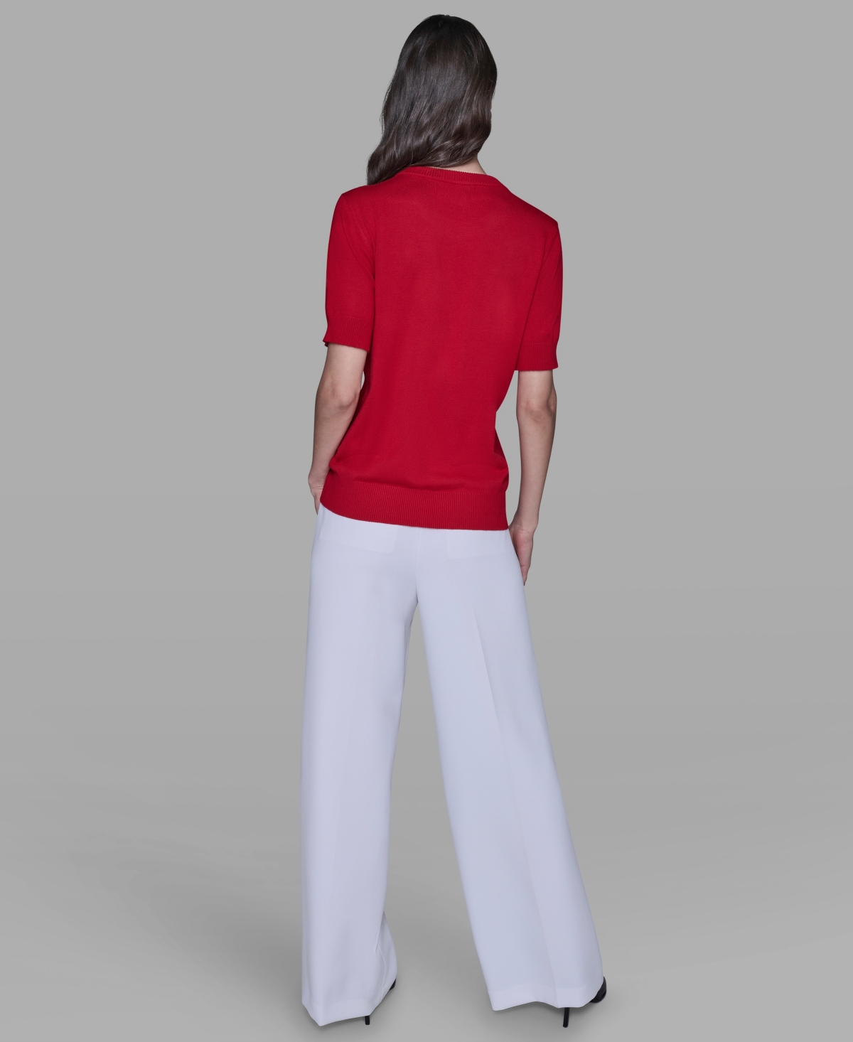 Karl Lagerfeld Short Sleeve Bow Sweater In Multi