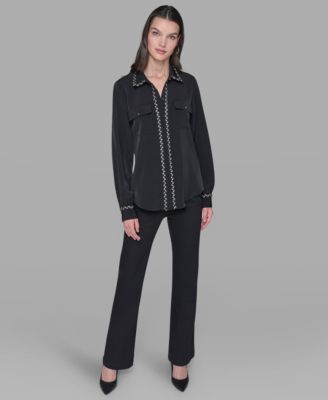 Women's Tweed Collar Top