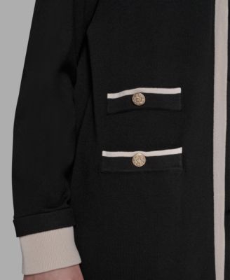 Framed Long Button Down Cardigan Sweater