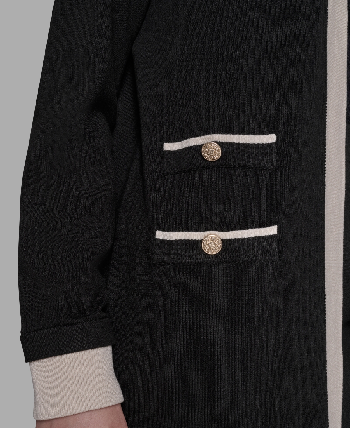 Karl Lagerfeld Paris Framed Long Button Down Cardigan Sweater