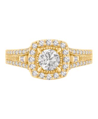 Diamond Halo Engagement Ring (7/8 ct. t.w.) in 14k Yellow Gold