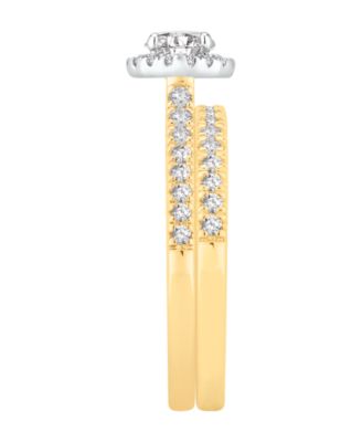 Diamond Halo Bridal Set (1 ct. t.w.) in 18k Two-Tone Gold
