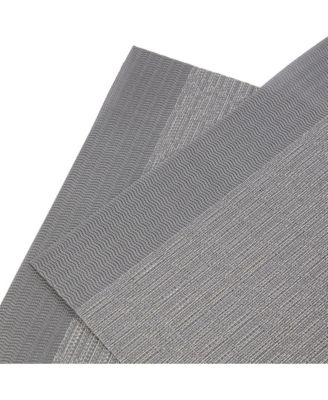 Park Avenue Texteline Outdoor Dining Set Textured Design Reversible 12" x 18" Rectangular Placemats Set of 6 With Silver Metallic Thread
