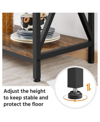 64.5"H 6-Tier Metal & Particleboard Wine Rack, 10 Hooks, Power Outlets, Adjustable Feet Rustic Baker s Rack