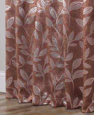 Leaves Modern Bohemian Back Tab Blackout Curtain Set, 52"x 96"