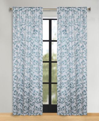 Leaves Modern Bohemian Back Tab Blackout Curtain Set, 52"x 96"