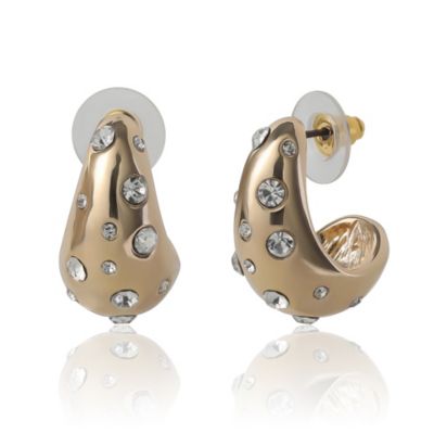 Gold-Tone Pave Polka Dot Sculptural Hoop Earrings