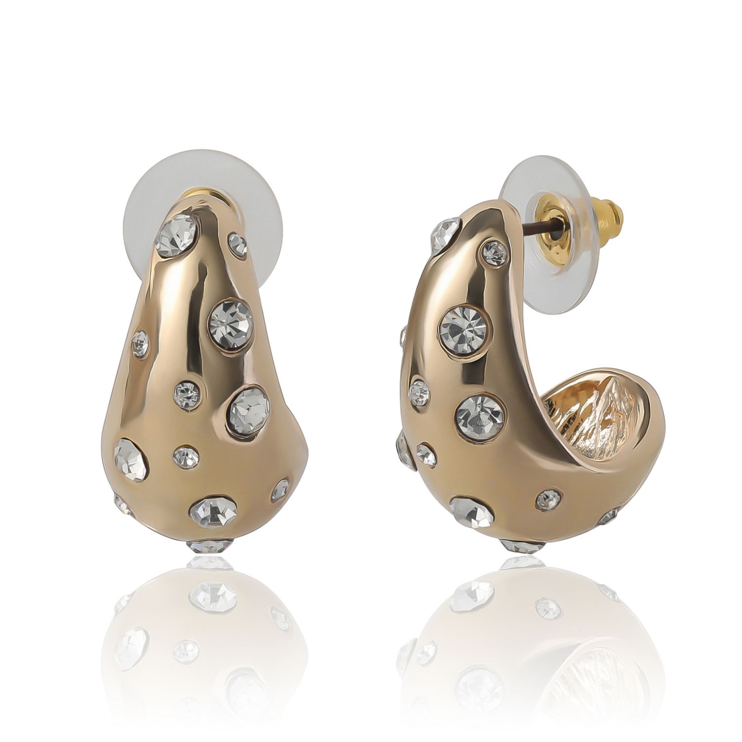 -Tone PavÃ© Polka Dot Sculptural Hoop Earrings