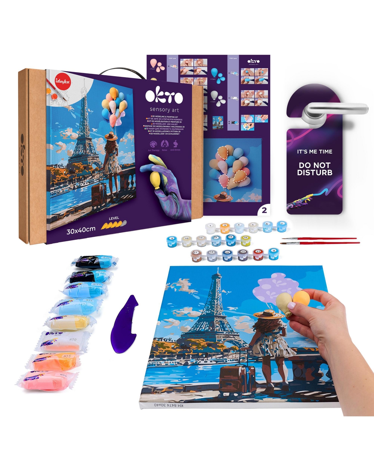 Wise Elk Okto Air-Dry Clay 3D Painting Kit – Greetings From Paris (11.8 x 15.7 in)
