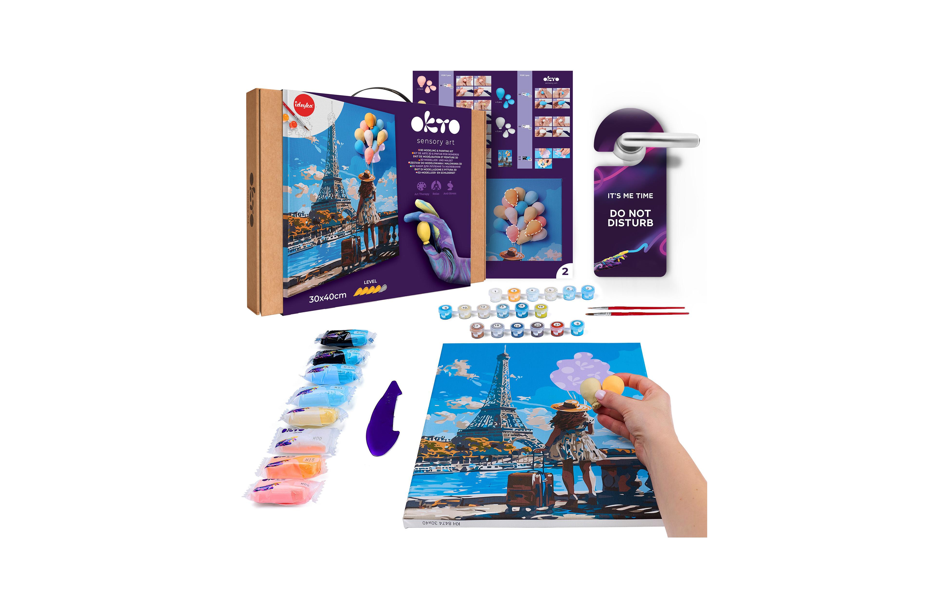 Wise Elk Okto Air-Dry Clay 3D Painting Kit – Greetings From Paris (11.8 x 15.7 in)