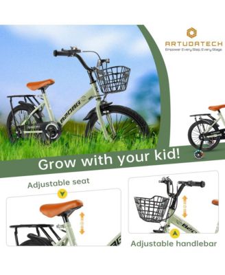 18-Inch Kids Bike for Ages 6-10 with Sparkling Training Wheels & Dual Brakes for Cool, Safe Evening Rides