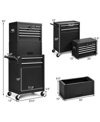6-Drawer Tool Chest with Heightening Cabinet-Black