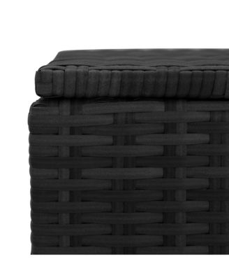 Garden Storage Box Black PE rattan, Powder-coated steel