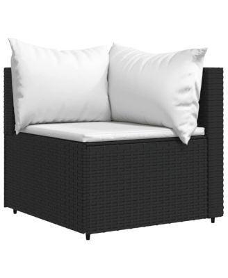 Patio Lounge Set Black PE rattan Medium Adjustable Feet