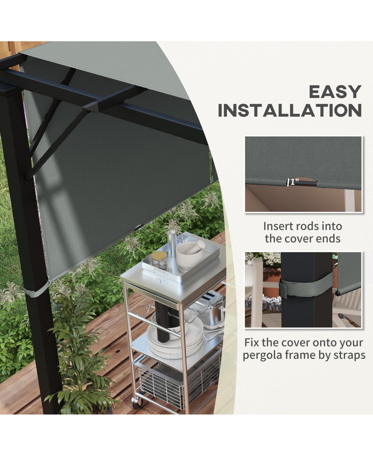 Outsunny 2 Pcs Pergola Shade Cover, Canopy for 10 x 12ft