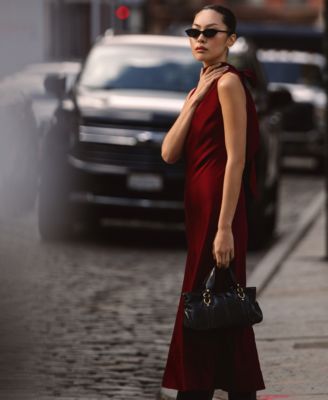 Women's Ennis Satin Sleeveless Bow Midi Dress