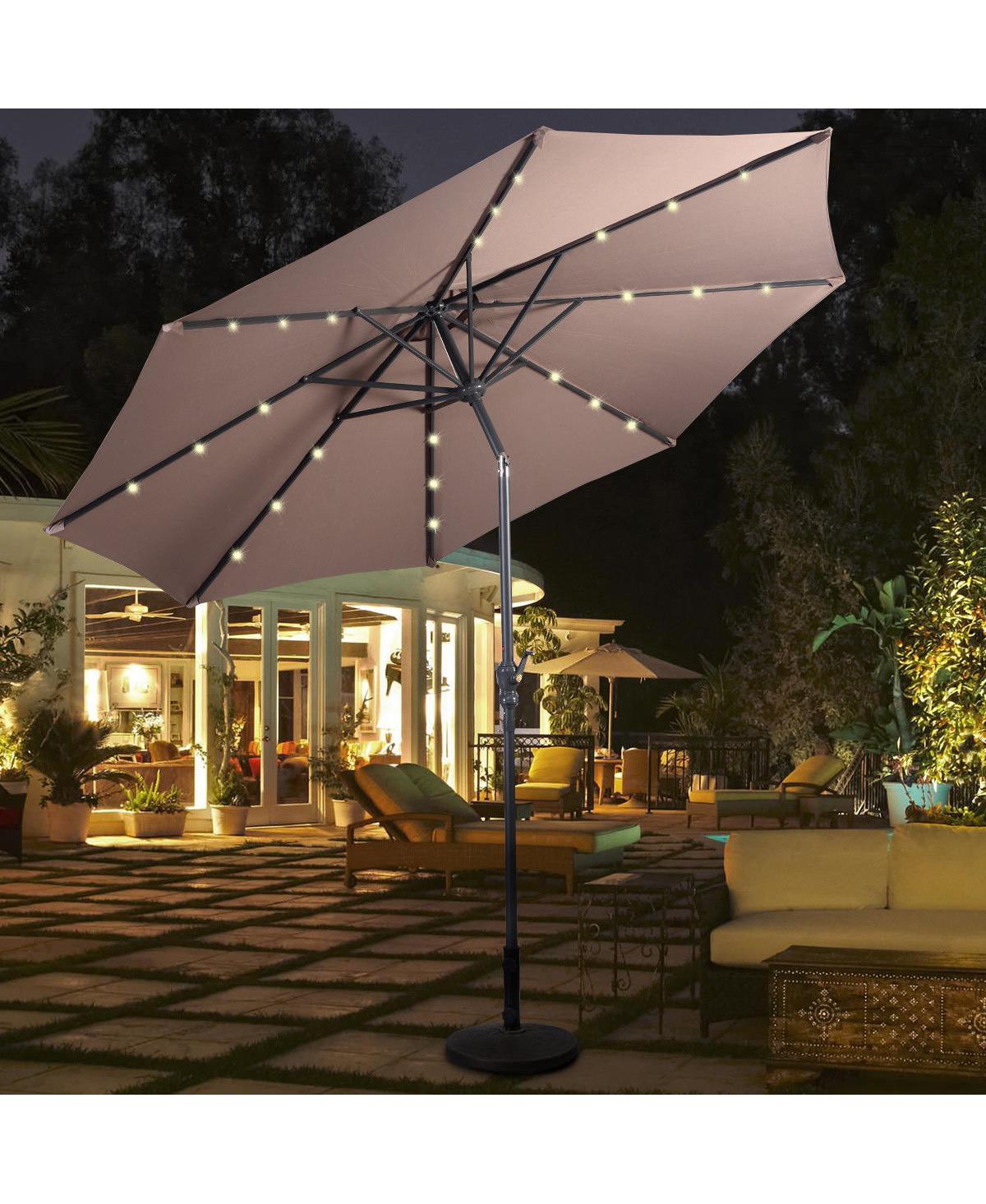 Costway 10ft Patio Solar Umbrella Led Market Steel Tilt W