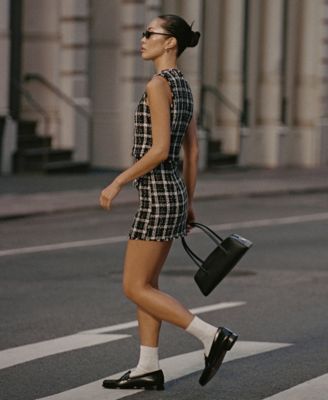 Women's Windowpane Tweed Mini Skirt